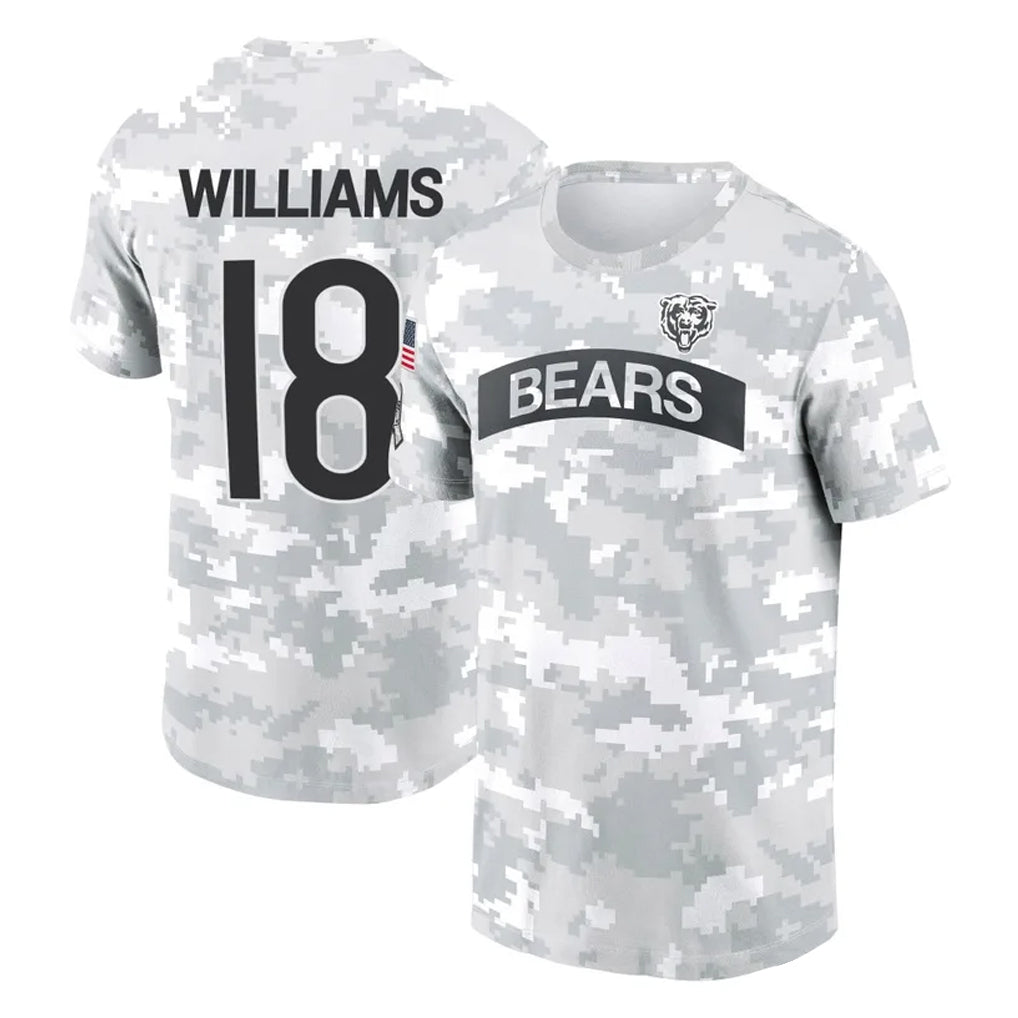 Choea C.Bears #18 Caleb Williams Player Arctic Camo Salute to Service Performance T-Shirt Limited Stitched Jerseys