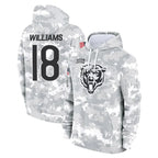 Choea C.Bears #18 Caleb Williams Player Arctic Camo Salute to Service Pullover Hoodies Limited Stitched Jerseys