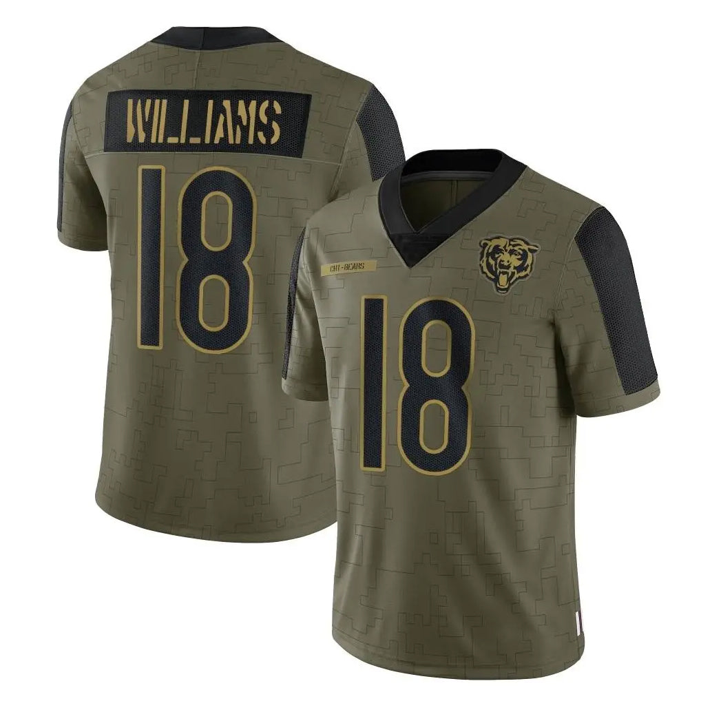 Choea C.Bears #18 Caleb Williams Player Olive Salute to Service Limited Stitched Jerseys