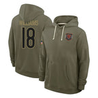 Choea C.Bears #18 Caleb Williams Player Olive Salute to Service Pullover Hoodies Limited Stitched Jerseys