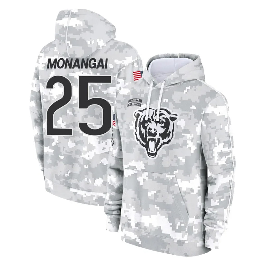 Choea C.Bears #25 Kyle Monangai Player Arctic Camo Salute to Service Pullover Hoodies Limited Stitched Jerseys