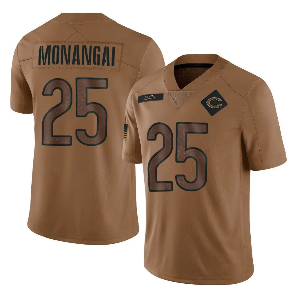 Choea C.Bears #25 Kyle Monangai Player Brown Salute to Service Limited Stitched Jerseys