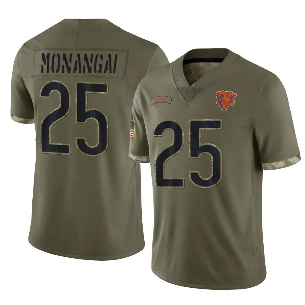 Choea C.Bears #25 Kyle Monangai Player Olive Salute to Service Limited Game Stitched Jerseys