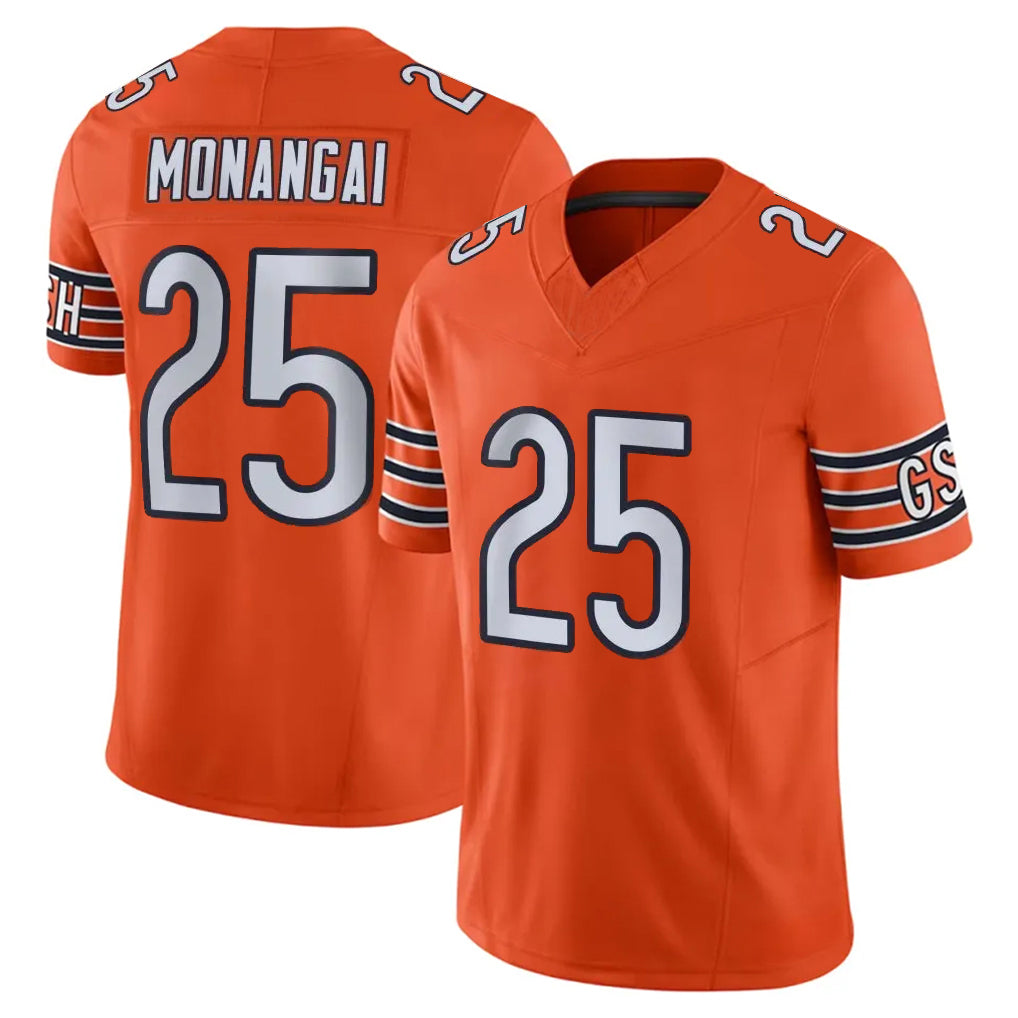 Choea C.Bears #25 Kyle Monangai Player Orange Vapor F.U.S.E. Limited Home Game Stitched Jerseys
