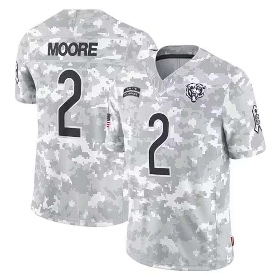 Choea C.Bears #2 D.J. Moore Player White Arctic Camo Salute to Service Limited Stitched Jerseys