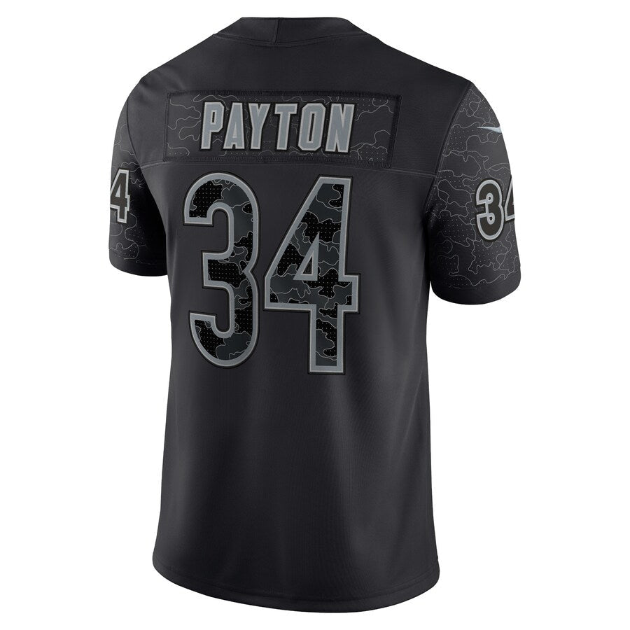 Choea C.Bears #34 Walter Payton Player Black RFLCTV Limited Game Stitched Jerseys