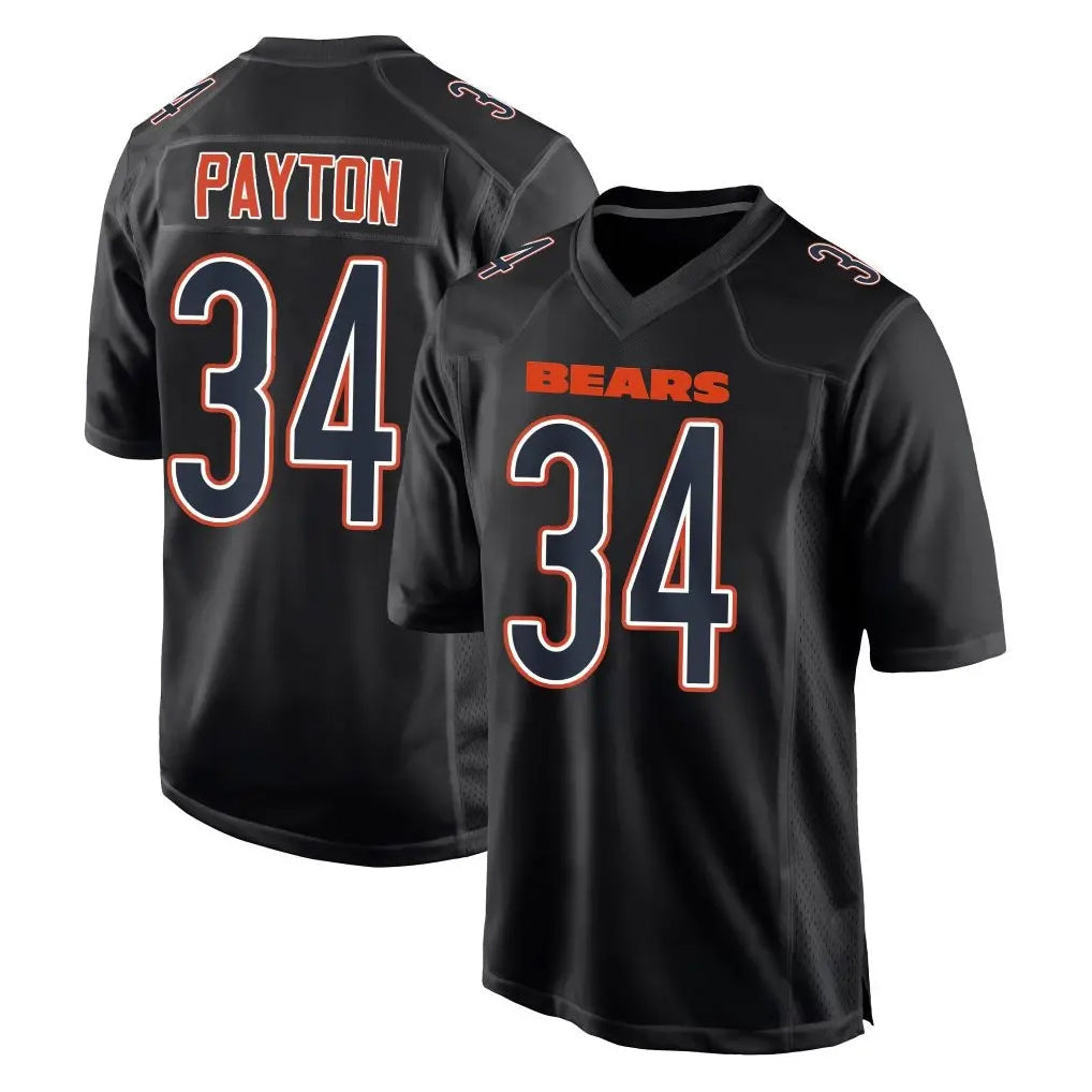Choea C.Bears #34 Walter Payton Player Carbon Black Fashion Game Stitched Jerseys