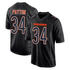 Choea C.Bears #34 Walter Payton Player Carbon Black Fashion Game Stitched Jerseys