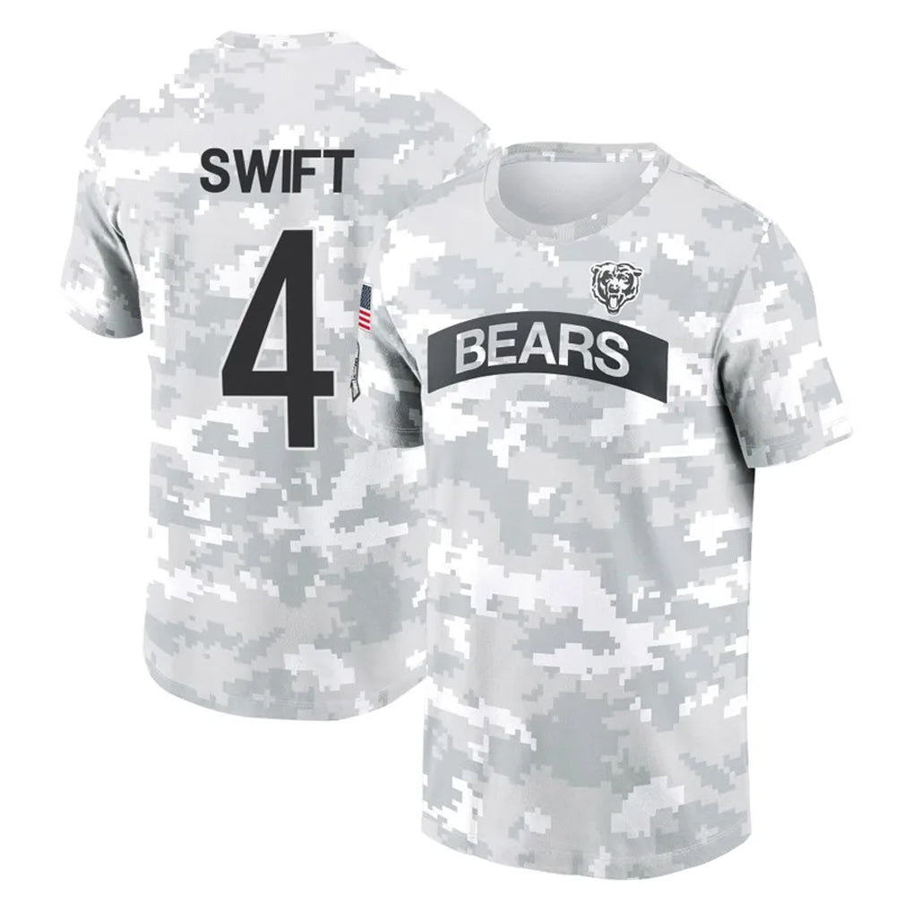 Choea C.Bears #4 D'Andre Swift Player Arctic Camo Salute to Service Performance T-Shirt Limited Stitched Jerseys