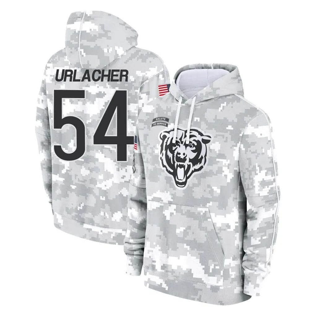 Choea C.Bears #54 Brian Urlacher Player Arctic Camo Salute to Service Pullover Hoodies Limited Stitched Jerseys