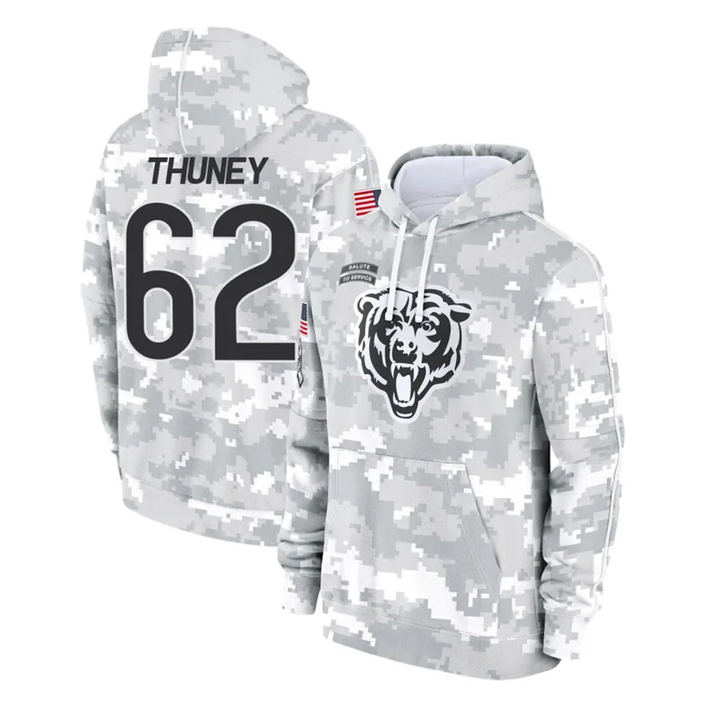 Choea C.Bears #62 Joe Thuney Player Arctic Camo Salute to Service Pullover Hoodies Limited Stitched Jerseys