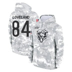 Choea C.Bears #84 Colston Loveland Player Arctic Camo Salute to Service Pullover Hoodies Limited Stitched Jerseys
