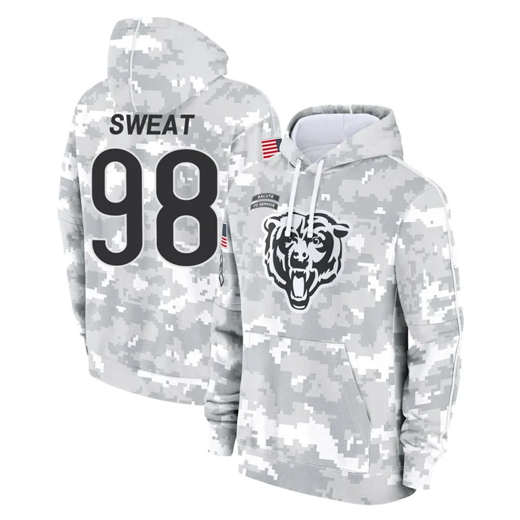 Choea C.Bears #98 Montez Sweat Player Arctic Camo Salute to Service Pullover Hoodies Limited Stitched Jerseys