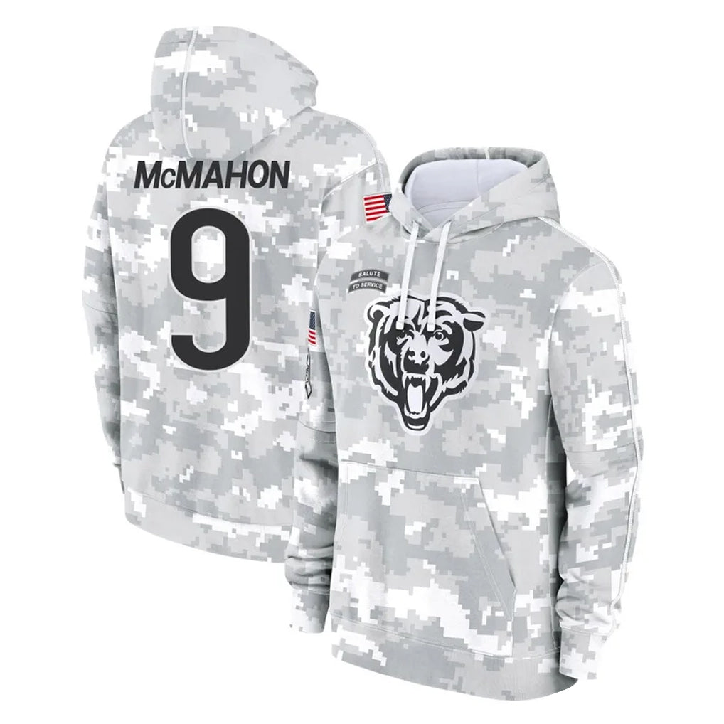 Choea C.Bears #9 Jim McMahon Player Arctic Camo Salute to Service Pullover Hoodies Limited Stitched Jerseys