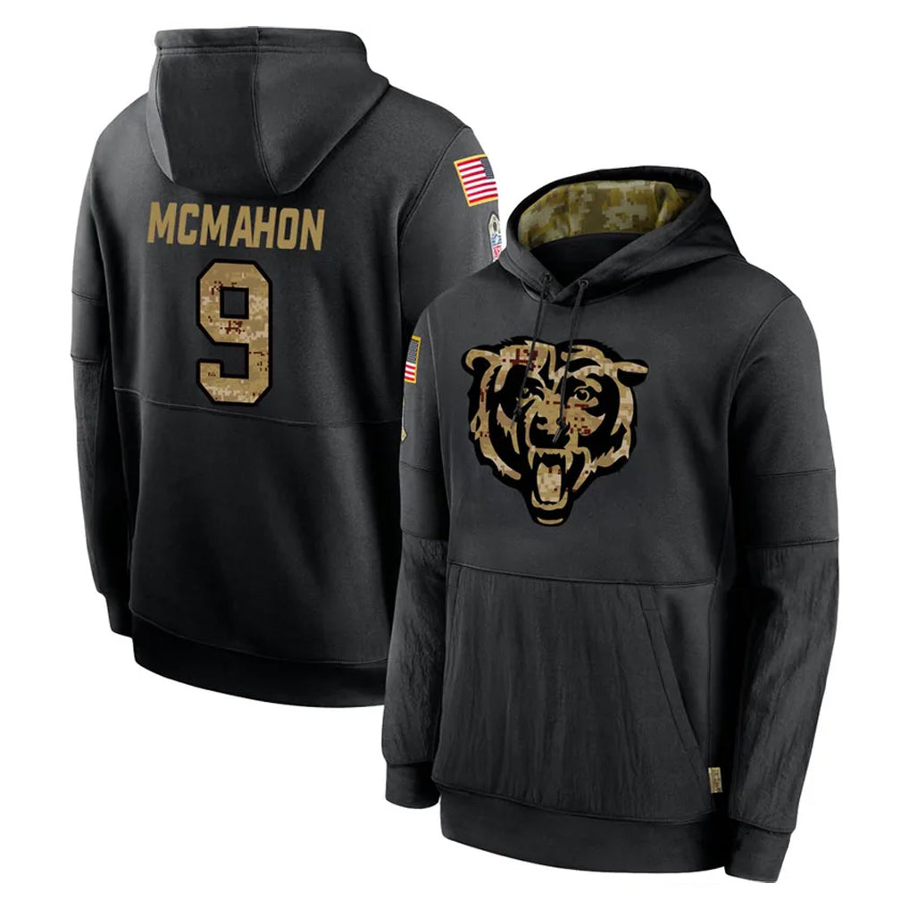 Choea C.Bears #9 Jim McMahon Player Black Salute to Service Pullover Hoodies Limited Stitched Jerseys