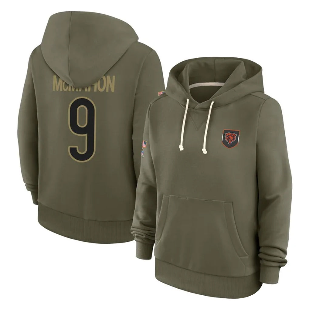 Choea C.Bears #9 Jim McMahon Player Olive Salute to Service Pullover Hoodies Limited Stitched Jerseys