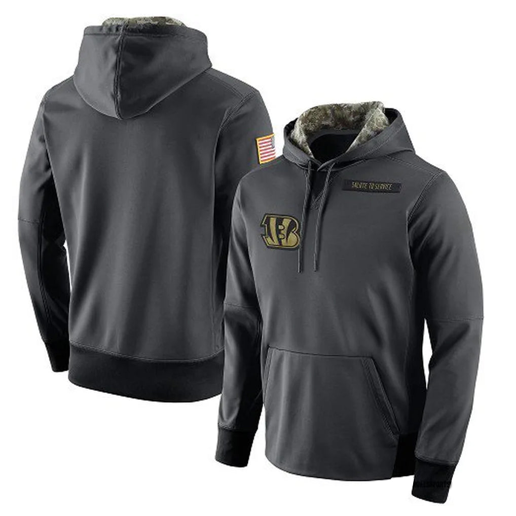 Choea C.Bengals Anthracite Salute to Service Player Performance Hoodie Blank Player Stitched Jerseys
