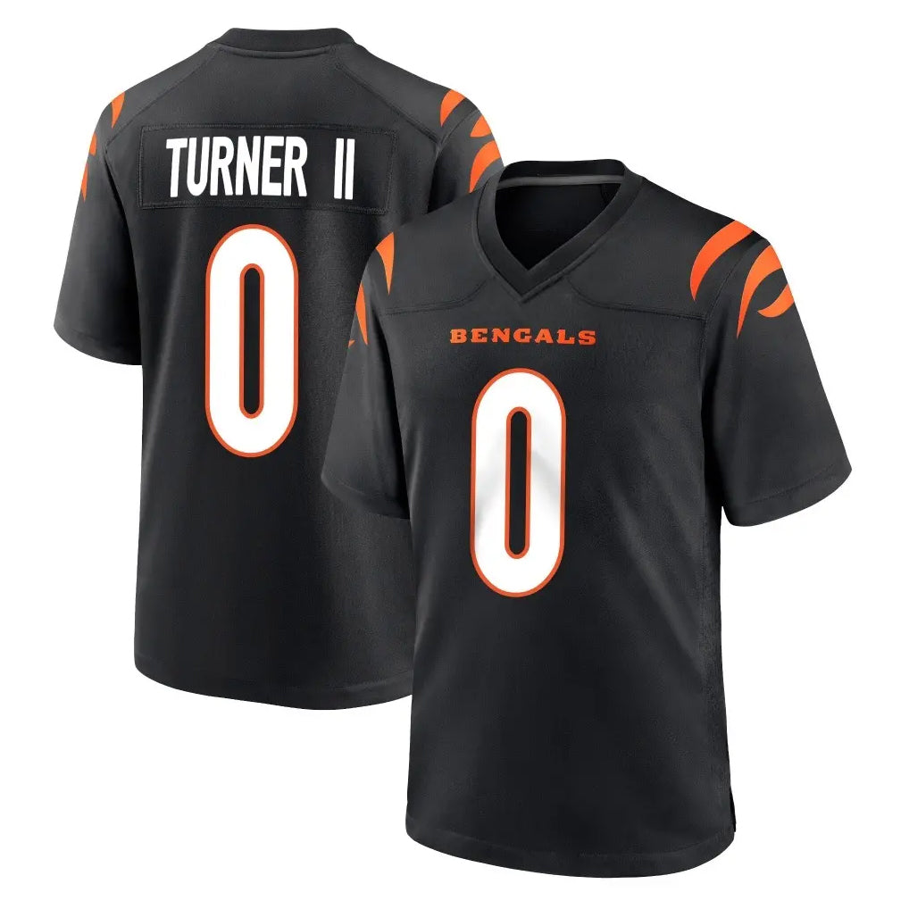 Choea C.Bengals #0 DJ Turner II Player Black Home Game Stitched Jerseys