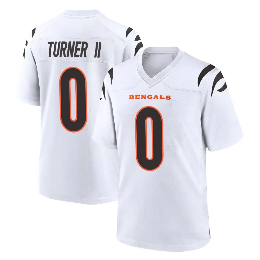 Choea C.Bengals #0 DJ Turner II Player White Home Game Stitched Jerseys