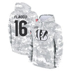 Choea C.Bengals #16 Joe Flacco Player Arctic Camo Salute to Service Pullover Hoodie Limited Stitched Jerseys
