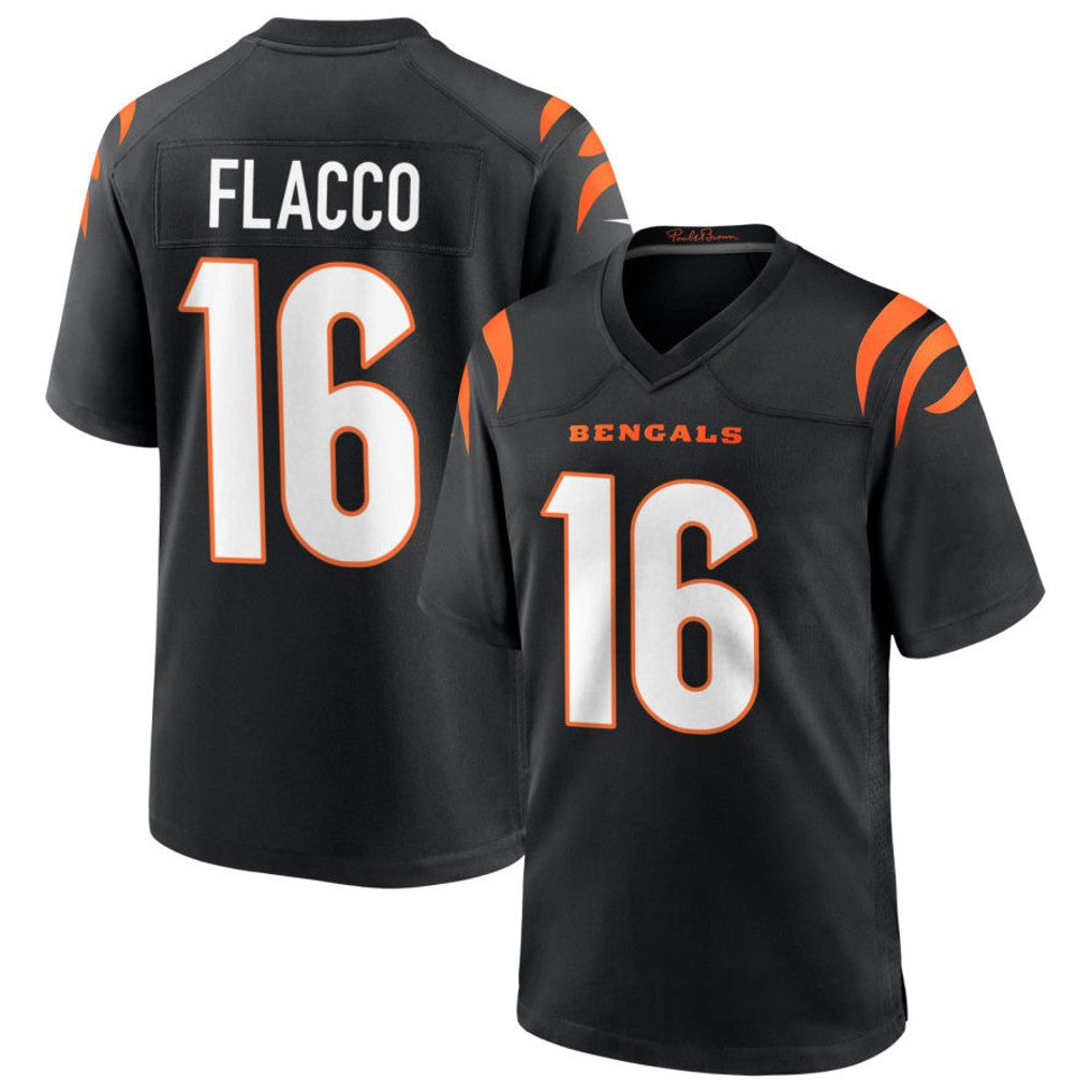 Choea C.Bengals #16 Joe Flacco Player Black Home Game Stitched Jerseys