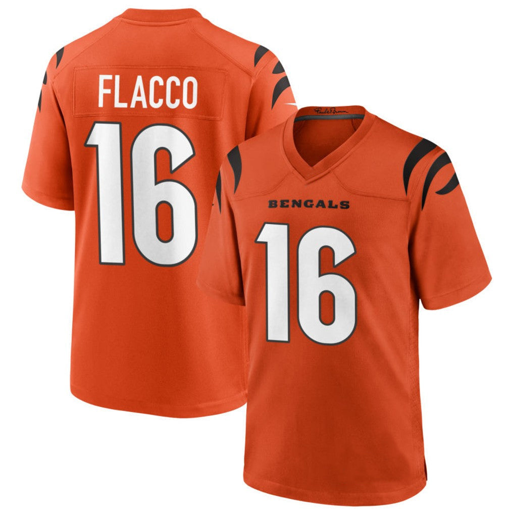 Choea C.Bengals #16 Joe Flacco Player Orange Home Game Stitched Jerseys