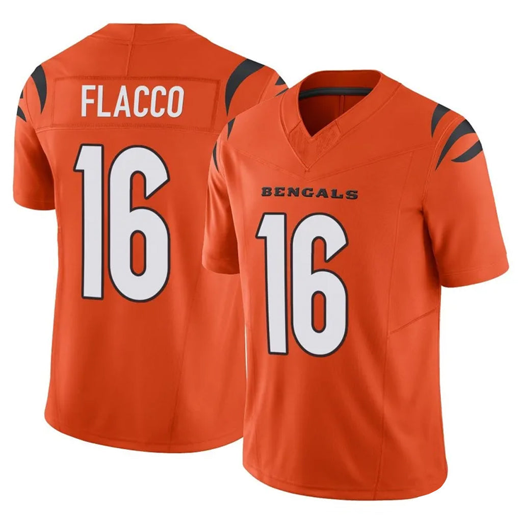 Choea C.Bengals #16 Joe Flacco Player Orange Vapor F.U.S.E. Limited Home Game Stitched Jerseys
