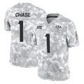 Choea C.Bengals #1 Ja'Marr Chase Player Arctic Camo Salute to Service Limited Stitched Jerseys
