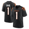 Choea C.Bengals #1 Ja'Marr Chase Player Black Home Game Stitched Jerseys