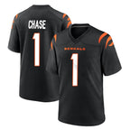 Choea C.Bengals #1 Ja'Marr Chase Player Black Home Game Stitched Jerseys