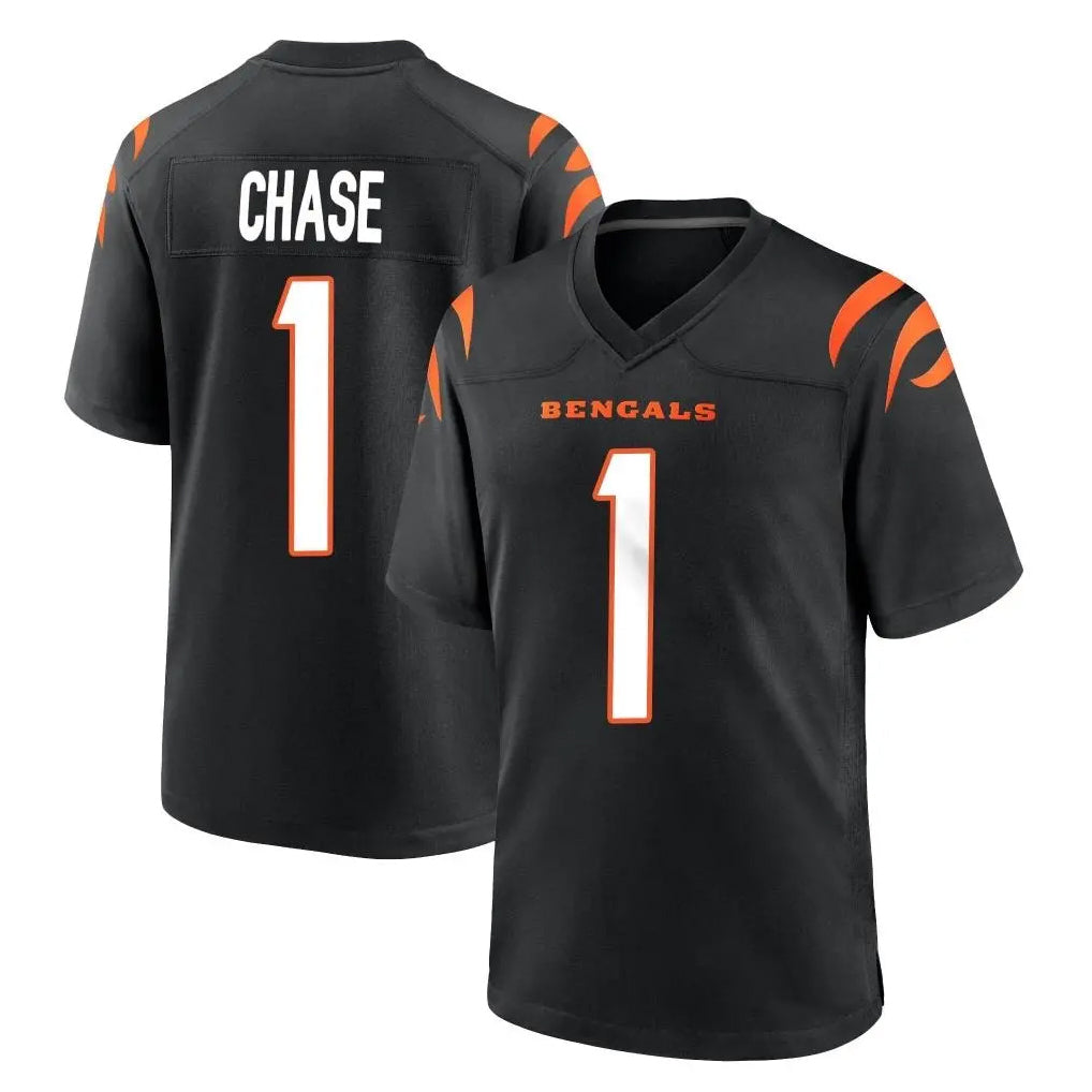 Choea C.Bengals #1 Ja'Marr Chase Player Black Home Game Stitched Jerseys