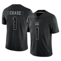 Choea C.Bengals #1 Ja'Marr Chase Player Black Reflective Limited Game Stitched Jerseys