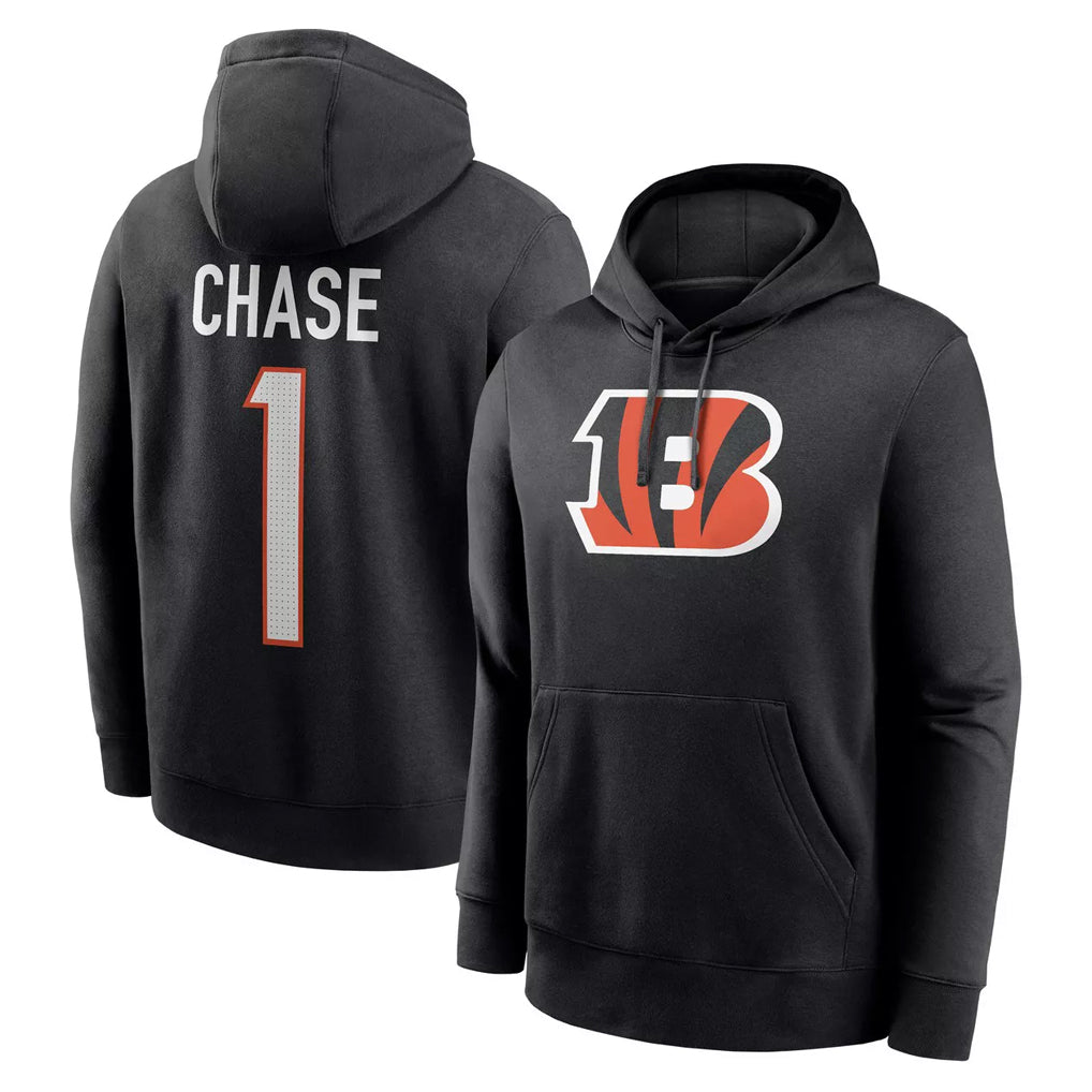 Choea C.Bengals #1 Ja'Marr Chase Player Black Salute to Service Pullover Hoodies Game Stitched Jerseys
