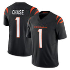 Choea C.Bengals #1 Ja'Marr Chase Player Black Vapor F.U.S.E. Limited Home Game Stitched Jerseys