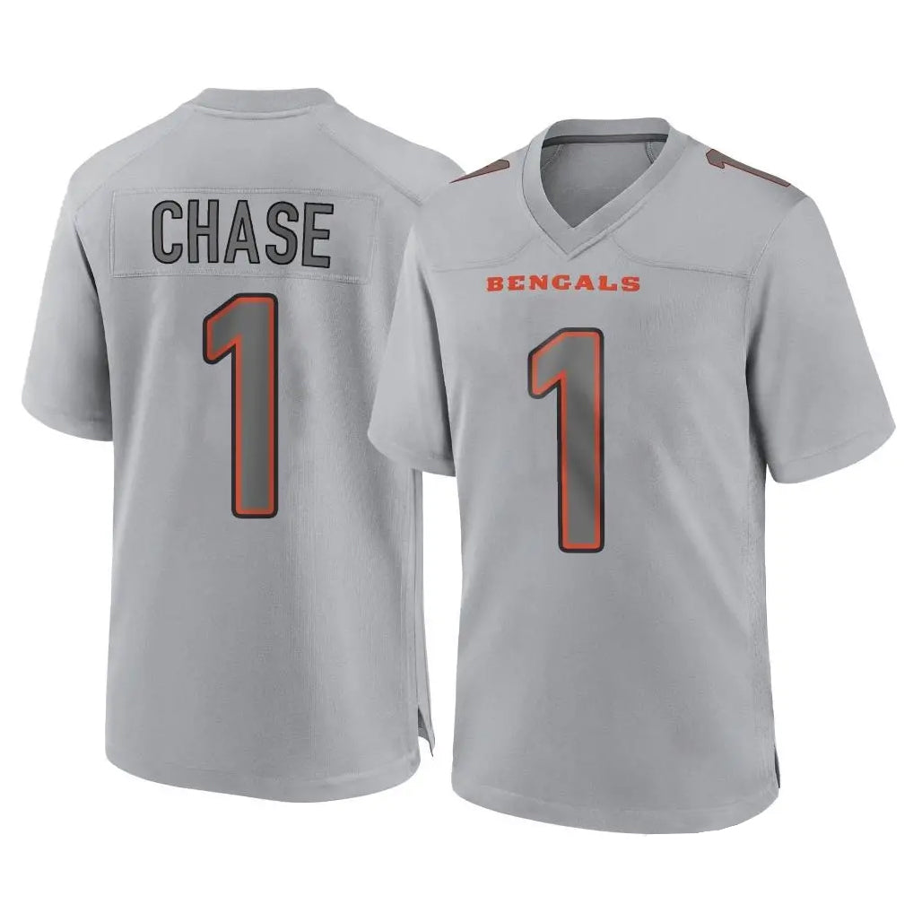 Choea C.Bengals #1 Ja'Marr Chase Player Gray Atmosphere Fashion Game Stitched Jerseys