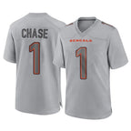 Choea C.Bengals #1 Ja'Marr Chase Player Gray Atmosphere Fashion Game Stitched Jerseys