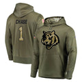 Choea C.Bengals #1 Ja'Marr Chase Player Olive Salute to Service Pullover Hoodies Home Game Stitched Jerseys