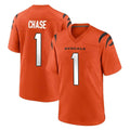 Choea C.Bengals #1 Ja'Marr Chase Player Orange Home Game Stitched Jerseys