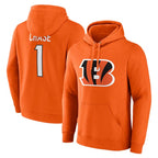 Choea C.Bengals #1 Ja'Marr Chase Player Orange Salute to Service Pullover Hoodie Limited Stitched Jerseys