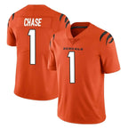Choea C.Bengals #1 Ja'Marr Chase Player Orange Vapor Untouchable Limited Home Game Stitched Jerseys