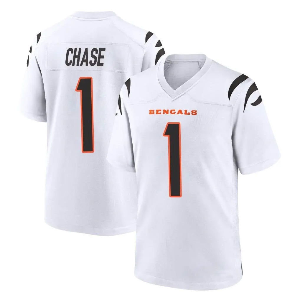 Choea C.Bengals #1 Ja'Marr Chase Player White Home Game Stitched Jerseys