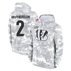 Choea C.Bengals #2 Evan McPherson Player Arctic Camo Salute to Service Pullover Hoodie Limited Stitched Jerseys
