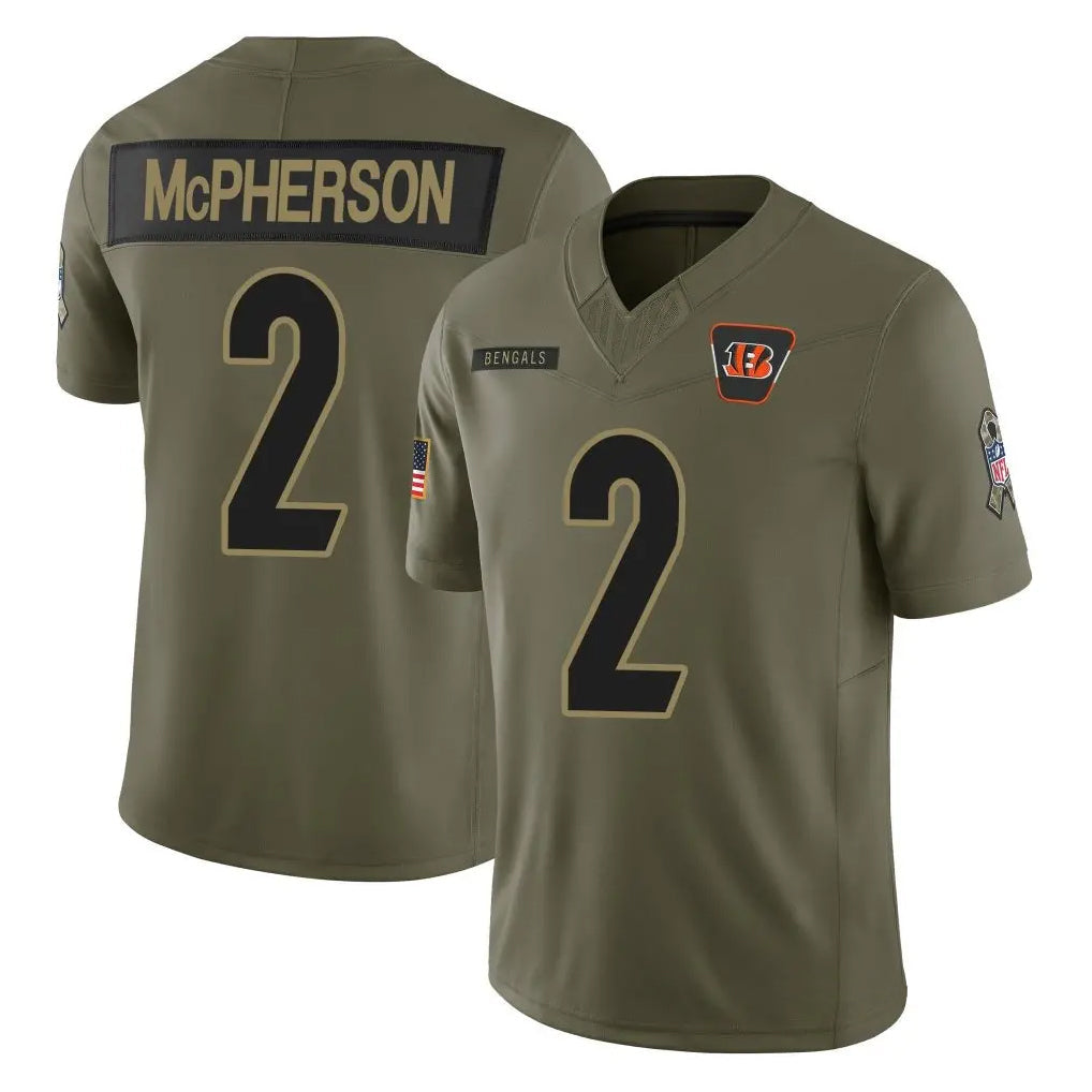Choea C.Bengals #2 Evan McPherson Player Olive Salute to Service Limited Home Game Stitched Jerseys