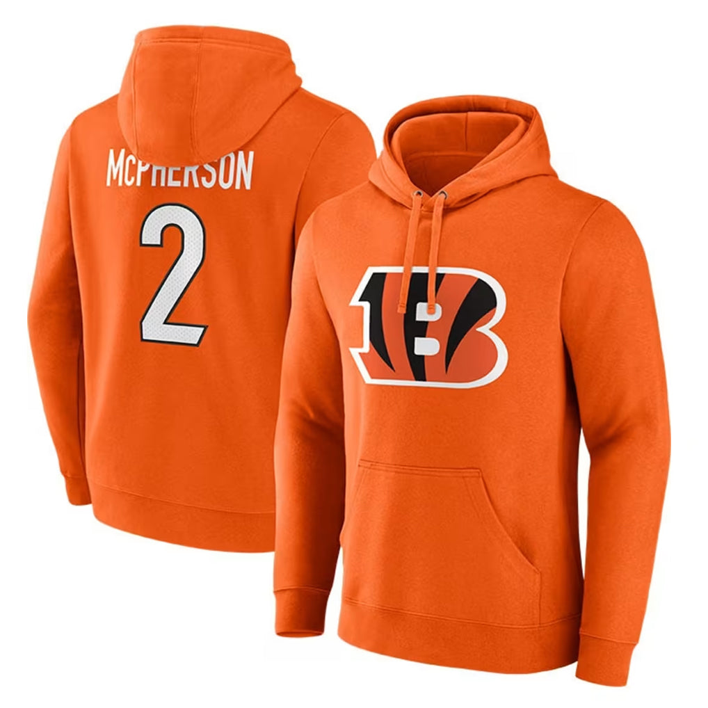 Choea C.Bengals #2 Evan McPherson Player Orange Salute to Service Pullover Hoodie Limited Stitched Jerseys