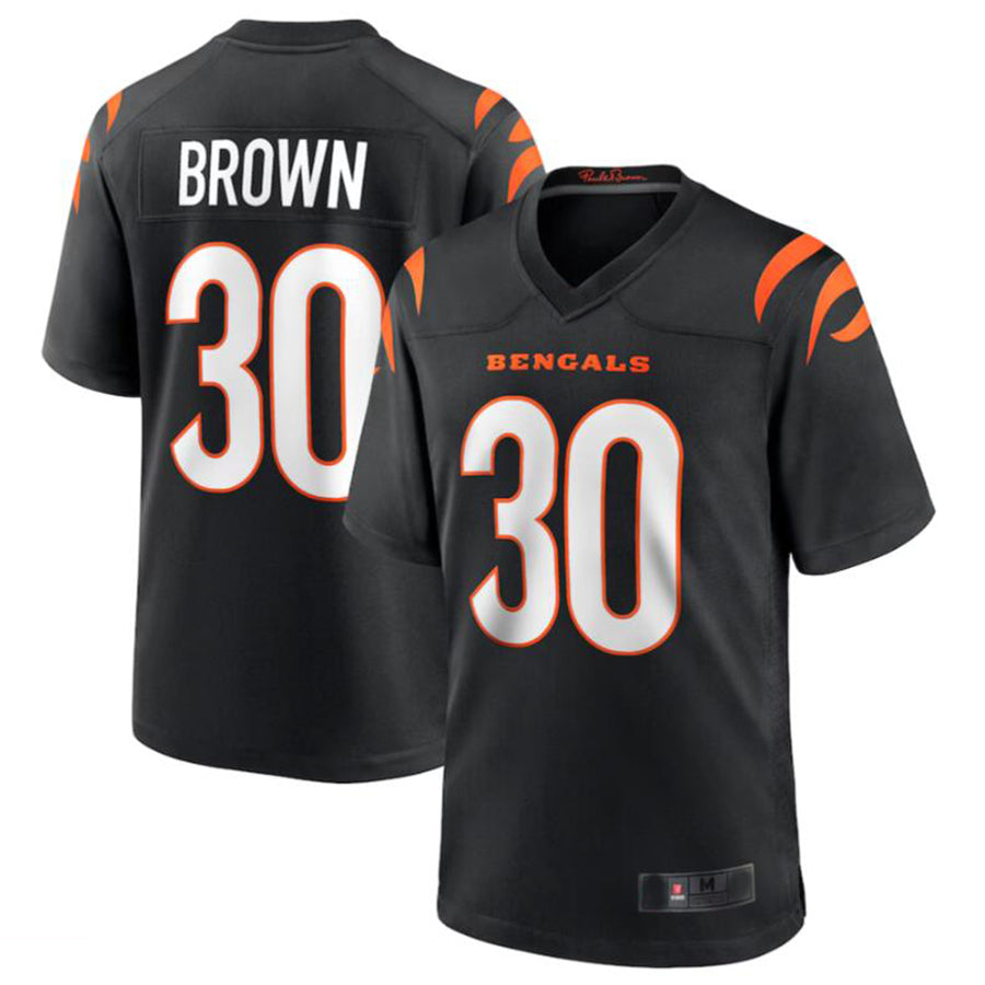 Choea C.Bengals #30 Chase Brown Black Team Game Jersey American Stitched Jerseys