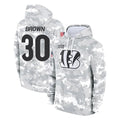 Choea C.Bengals #30 Chase Brown Player Arctic Camo Salute to Service Pullover Hoodie Limited Stitched Jerseys