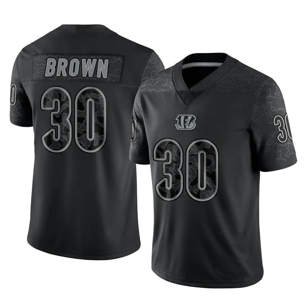 Choea C.Bengals #30 Chase Brown Player Black RFLCTV Limited  Stitched Jerseys