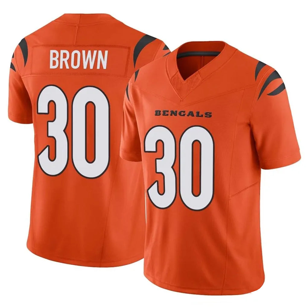 Choea C.Bengals #30 Chase Brown Player Orange Vapor F.U.S.E. Limited Home Game Stitched Jerseys