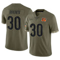Choea C.Bengals #30 Chase Brown Player Salute To Service Limited Olive Stitched Jerseys