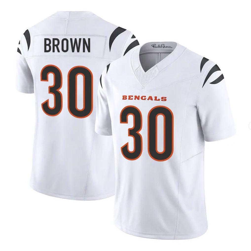 Choea C.Bengals #30 Chase Brown Player White Vapor F.U.S.E. Limited Home Game Stitched Jerseys